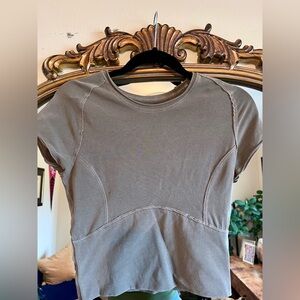 We the Free Gray Tight Short Sleeved Top Size S (read description) Free People